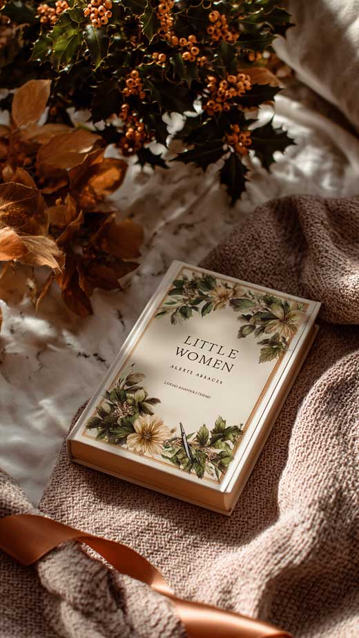 little woman inspired winter book phone wallpaper