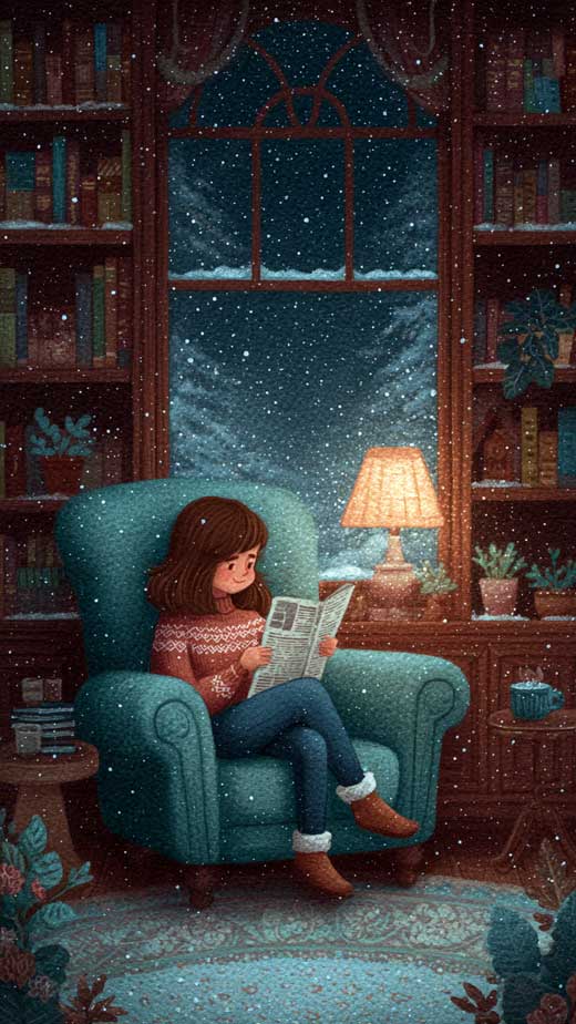 cute winter phone wallpaper for book lovers