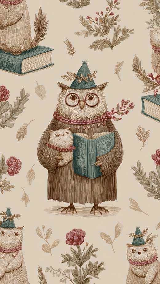 cute owl art phone wallpaper
