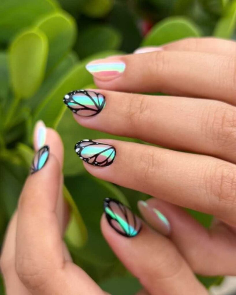 aesthetic butterfly nails