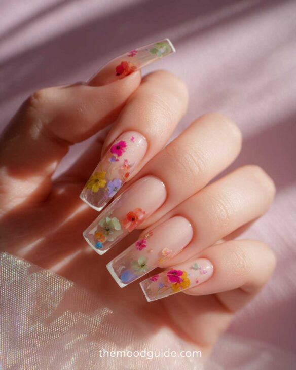 acrylic nails with flower design for spring