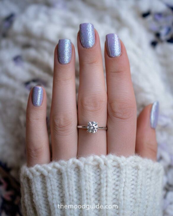 glitter simple blue fingernails