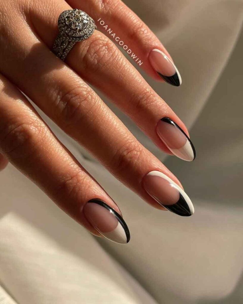 black and white fingernails