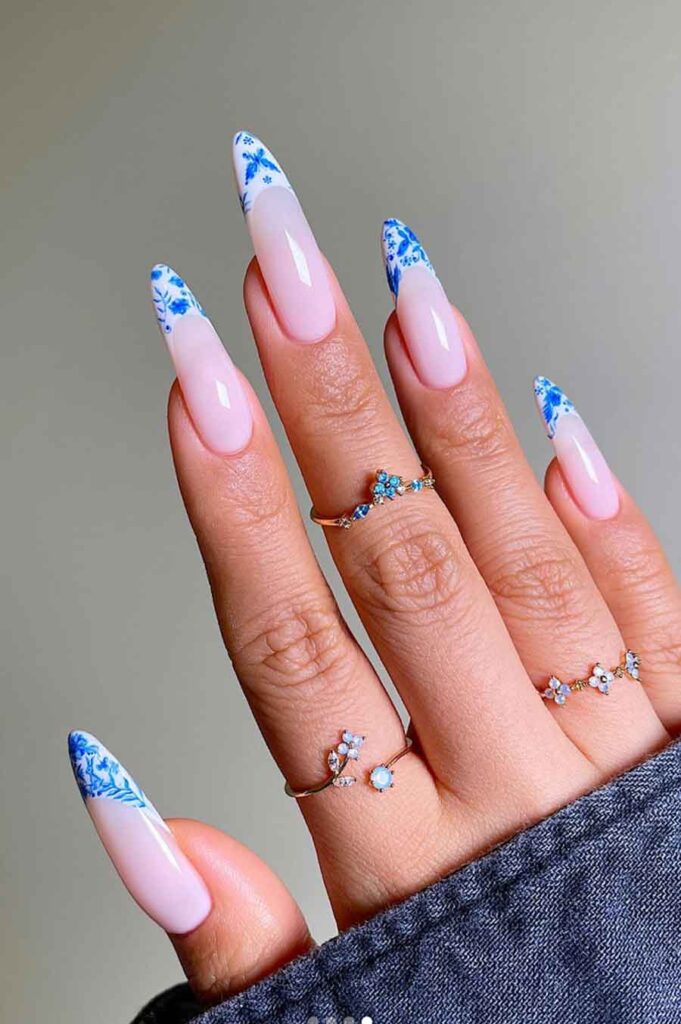 butterfly french tips for spring aesthetic nails