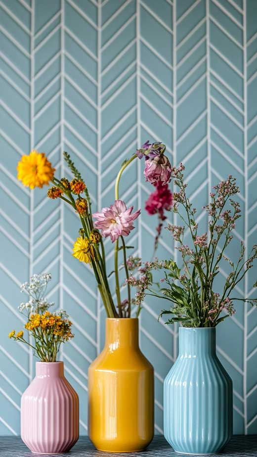 bright vases floral phone wallpaper