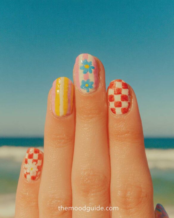 spring preppy colorful fun nail art