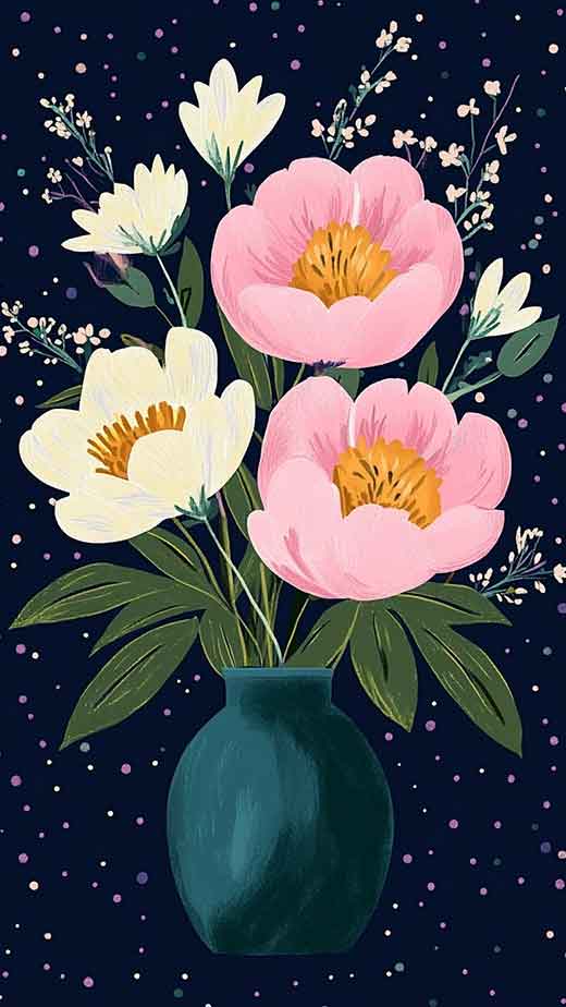 pink flower spring aesthetic illustration art wallpaper