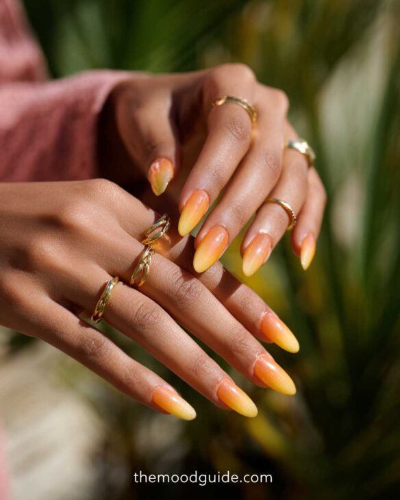 ombre yellow and orange summer nails