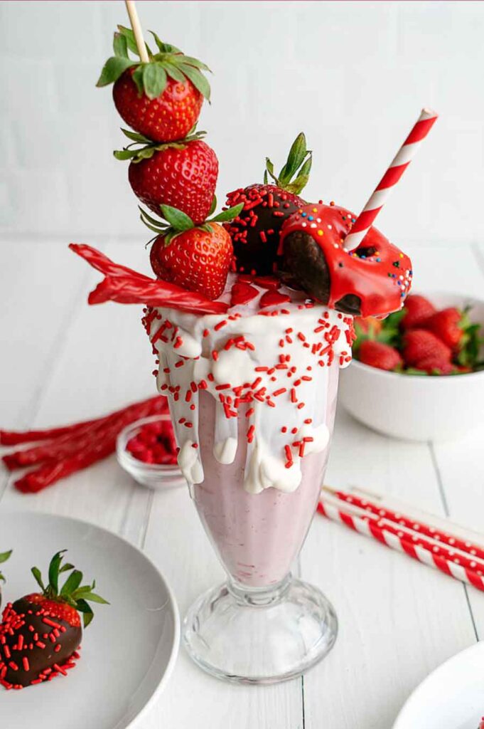 strawberry chocolate pink milkshake