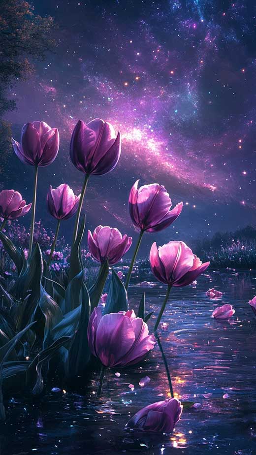 purple tulips spring wallpaper