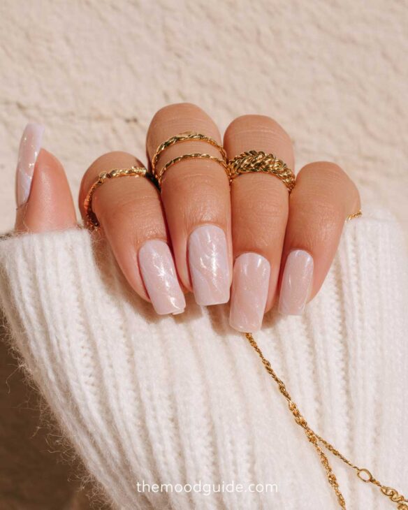pearly aesthetic minimalist nail art