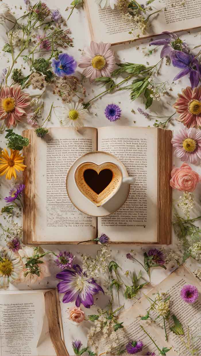 aesthetic vintage book florals