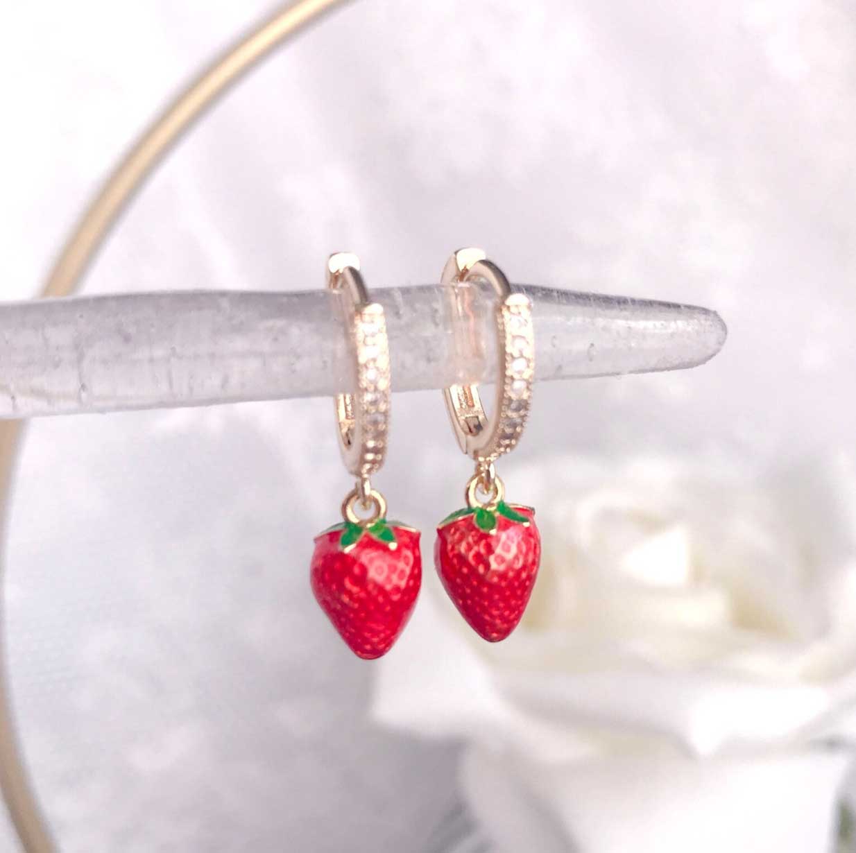 earrings aesthetic strawberry themed gift for cottagecore aesthetic lovers.