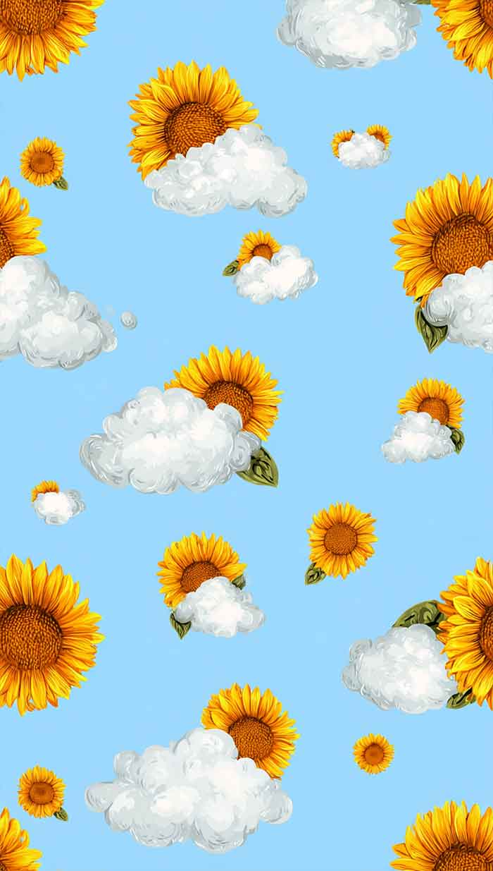 aesthetic sunflower and blue wallpaper