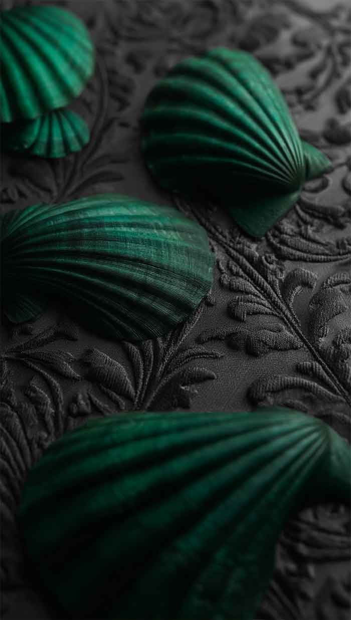 dark green and black mermaid seashells wallpaper