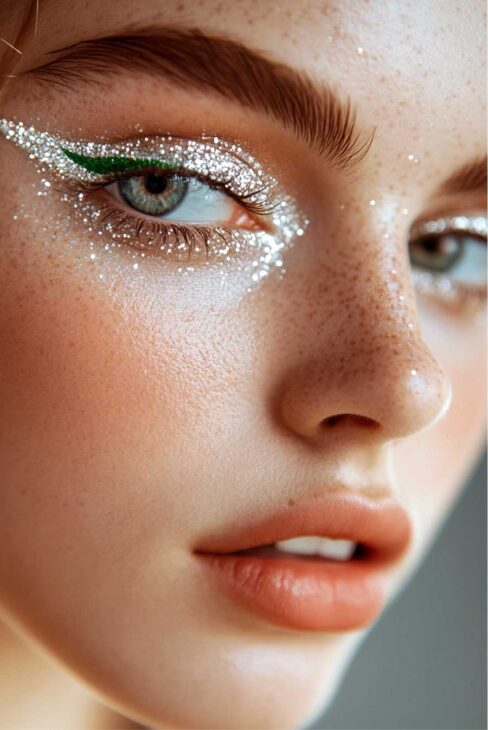 fairy silver and green makeup