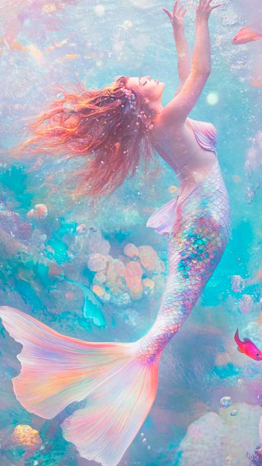 iridescent pastel cute mermaid aesthetic wallpaper for iphone