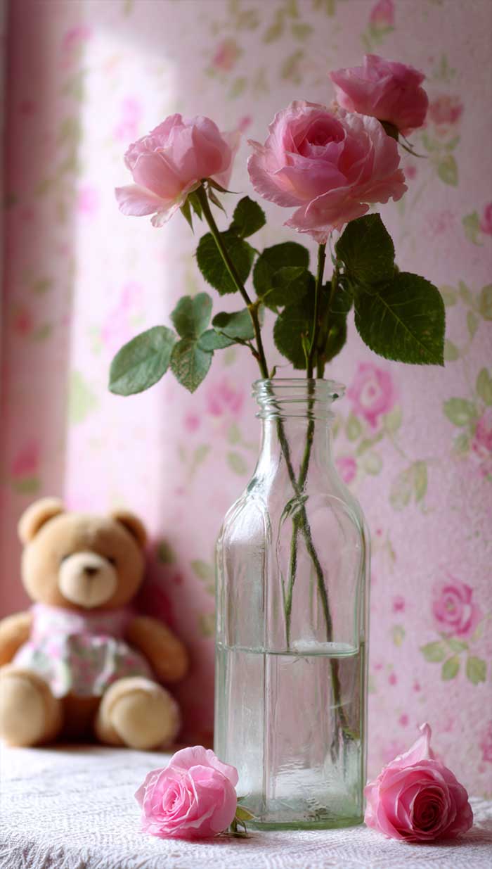 pink roses floral wallpaper