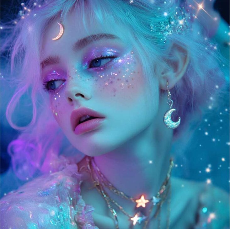 soft aesthetic purple celestial fairy makeup