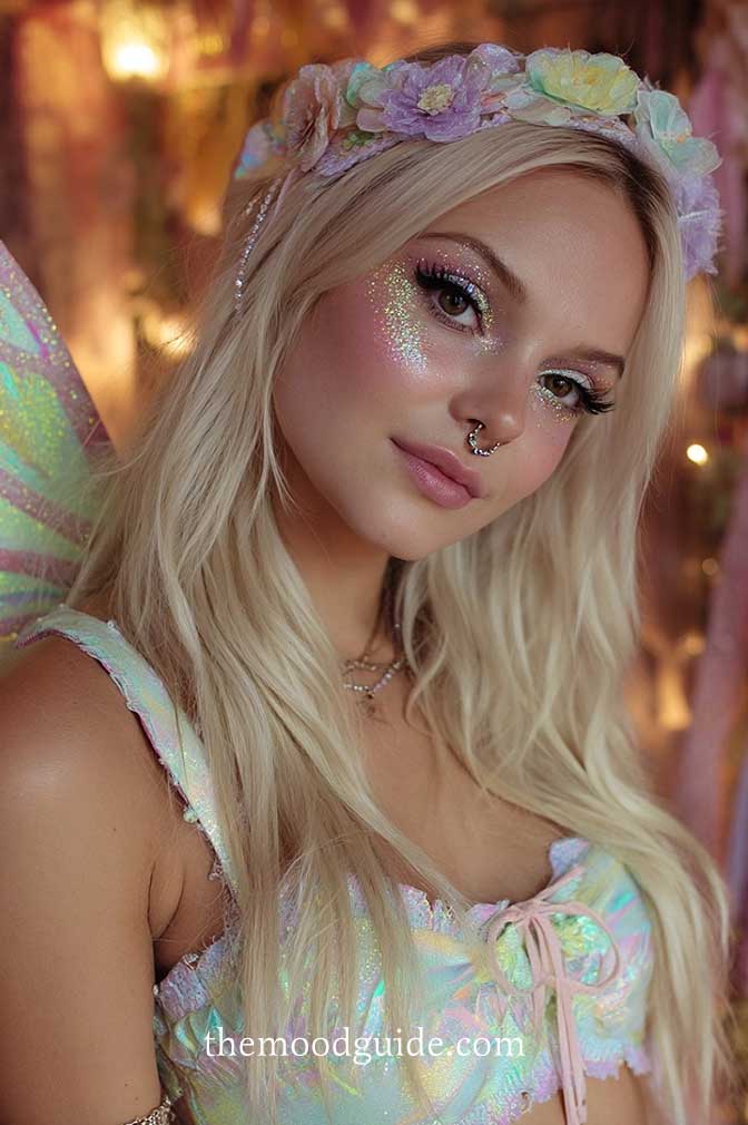 glittery shimmery fairy makeup