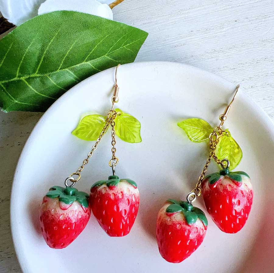 earrings aesthetic strawberry themed gift for cottagecore aesthetic lovers.