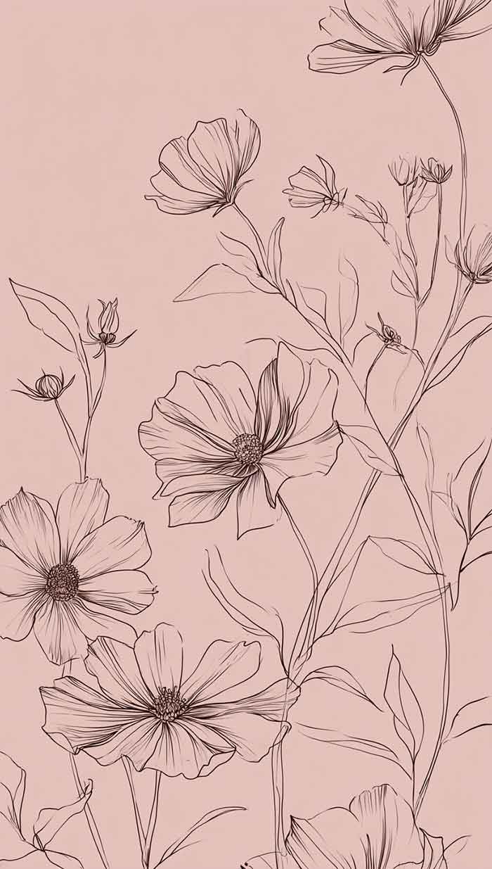 minimal cute pink floral aesthetic wallpaper