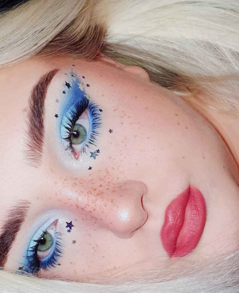 simple aesthetic winter blue fairy makeup