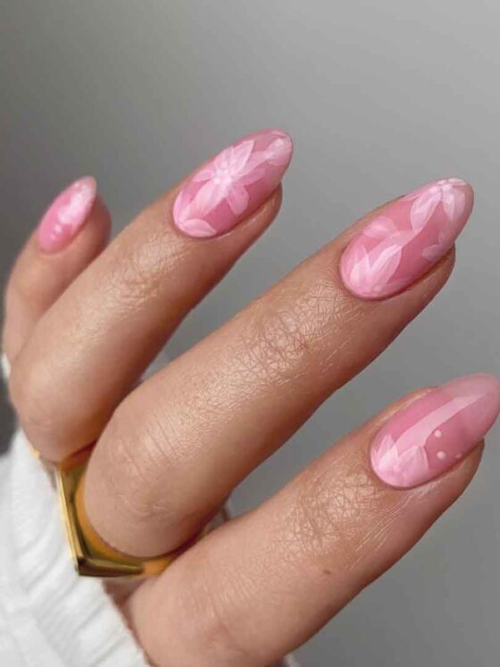 40 Ways to Wear Pink Flower Nails this Spring