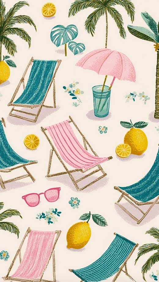 cute carton pattern summer aesthetic preppy wallpaper