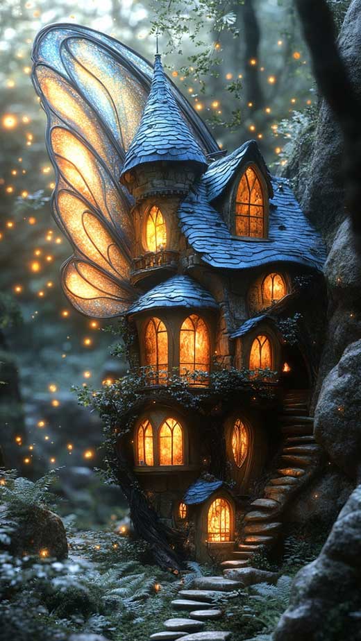 forest fairy house aesthetic wallpaper