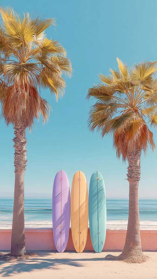 cute pastel summer surf longboard wallpaper for iphone