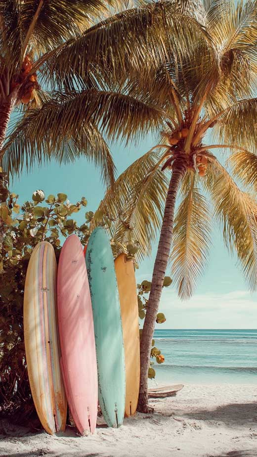 pastel summer surf cute hawaii longboard feminine pink girly aesthetic summer wallpaper