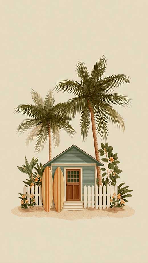 minimal summer boho surfer cute aesthetic tropical palm tree wallpaper art iphone