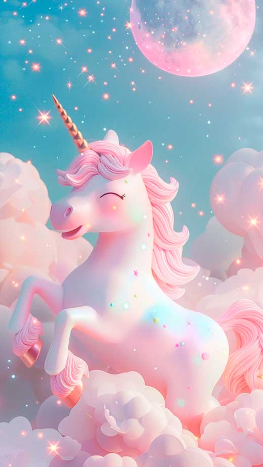 3D unicorn cute pastel wallpaper for iphone