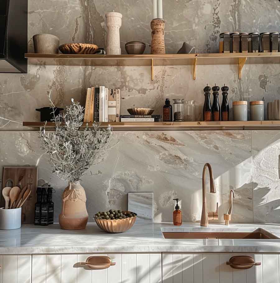 modern marble kitchen light academia