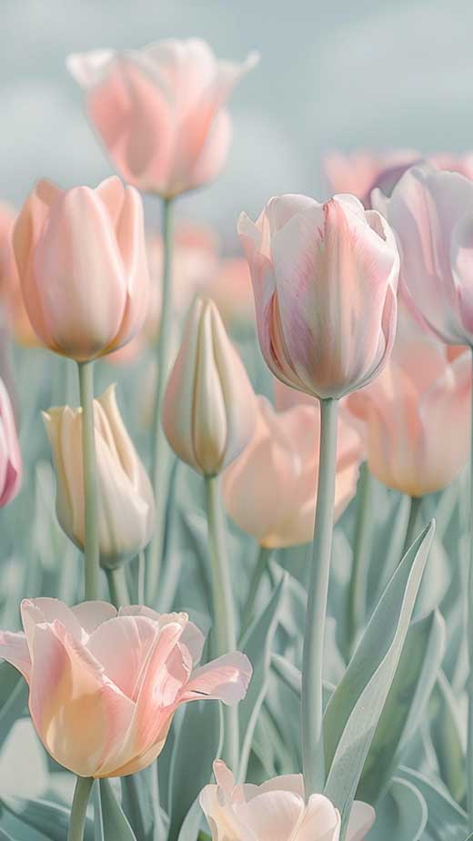 pink and white soft aesthetic tulip wallpaper for iphone