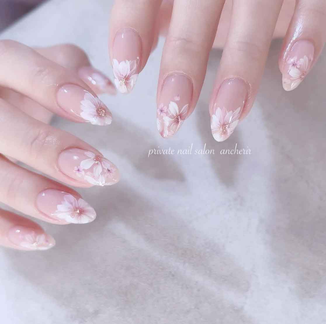 30+ Cherry Blossom Nails That Are Perfect for Spring Summer & Weddings
