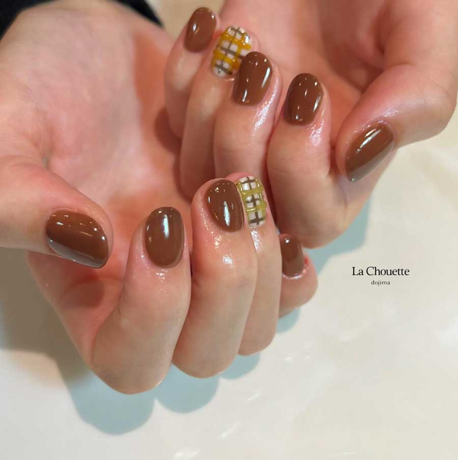 cute brown dark academia nail