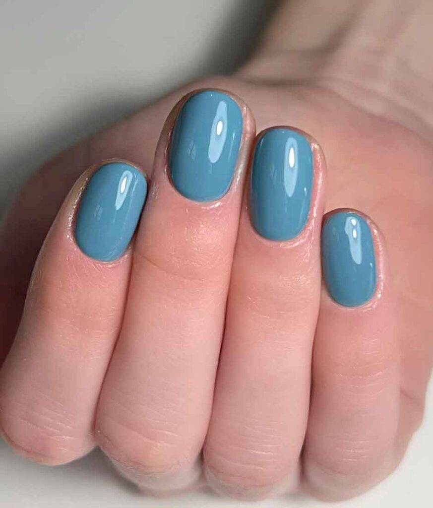 light teal aesthetic nails