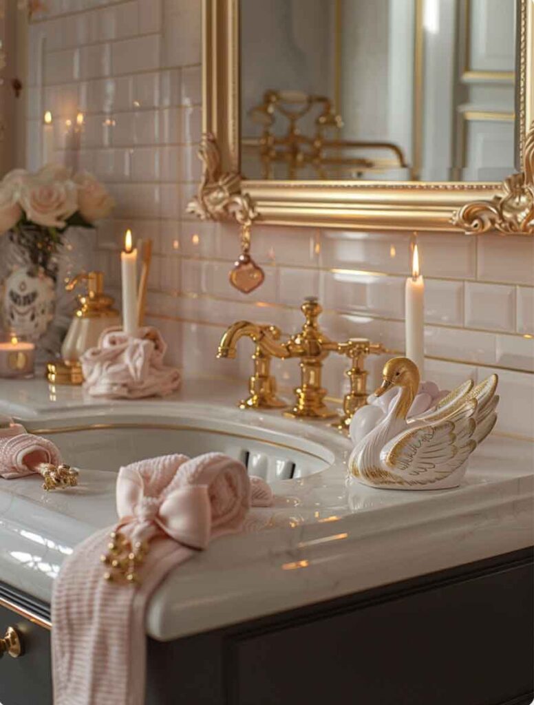 parisian chic coquette bathroom sink interior