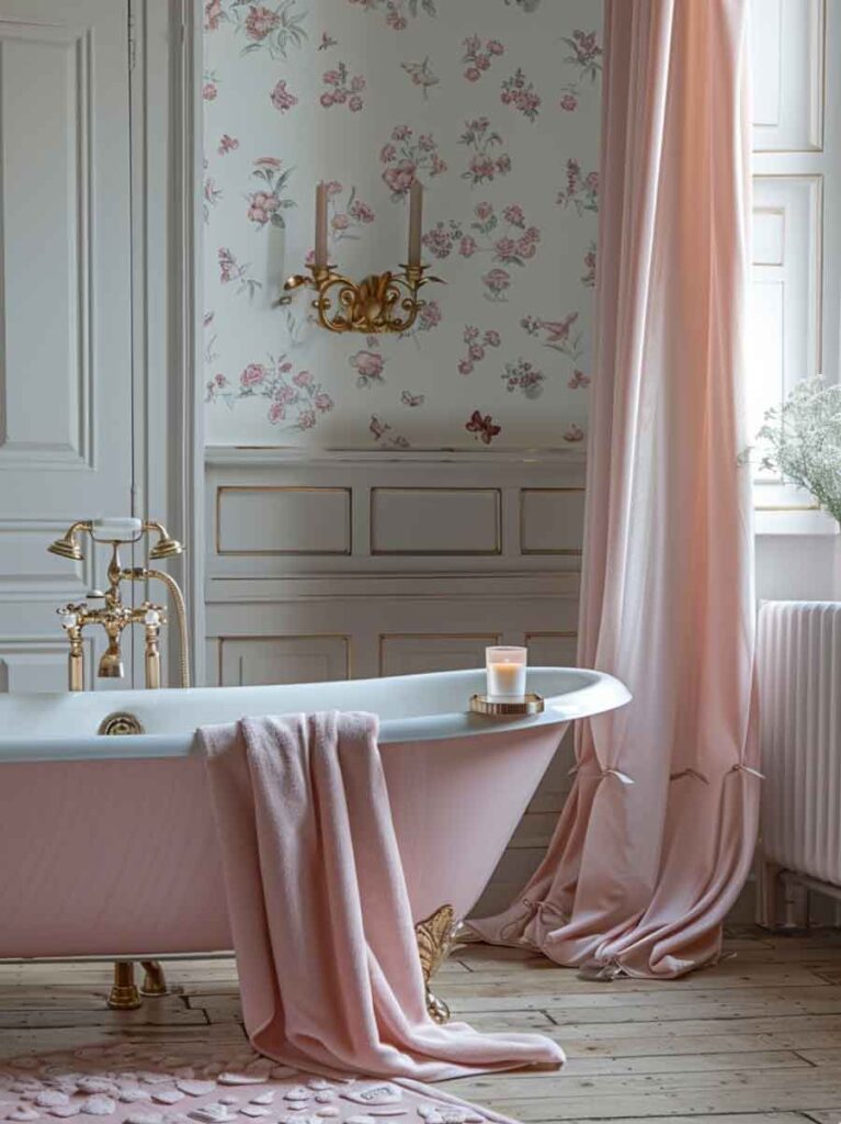 floral soft coquette bathroom