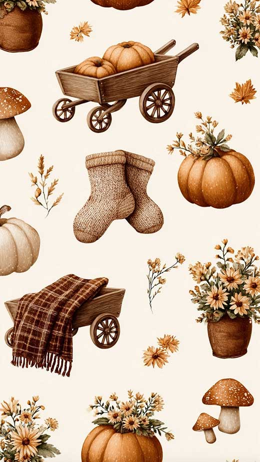 cute cozy autumn backgrond phone pattern