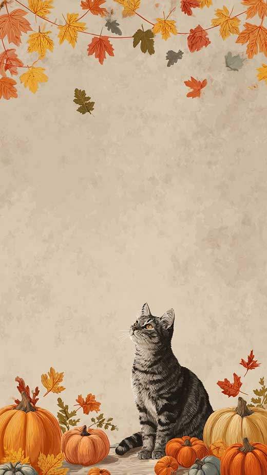 vintage cat fall wallpaper