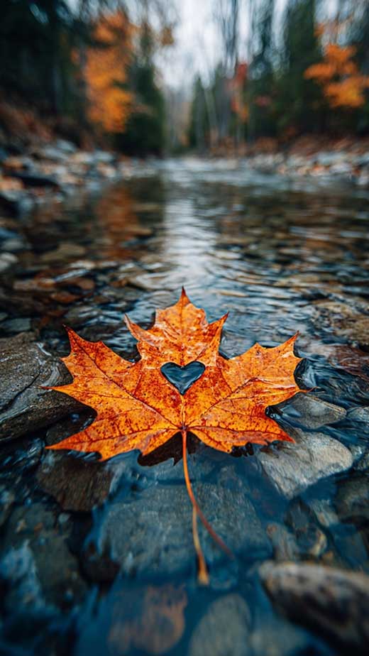 basic aesthetic fall wallpaper with maple leaf