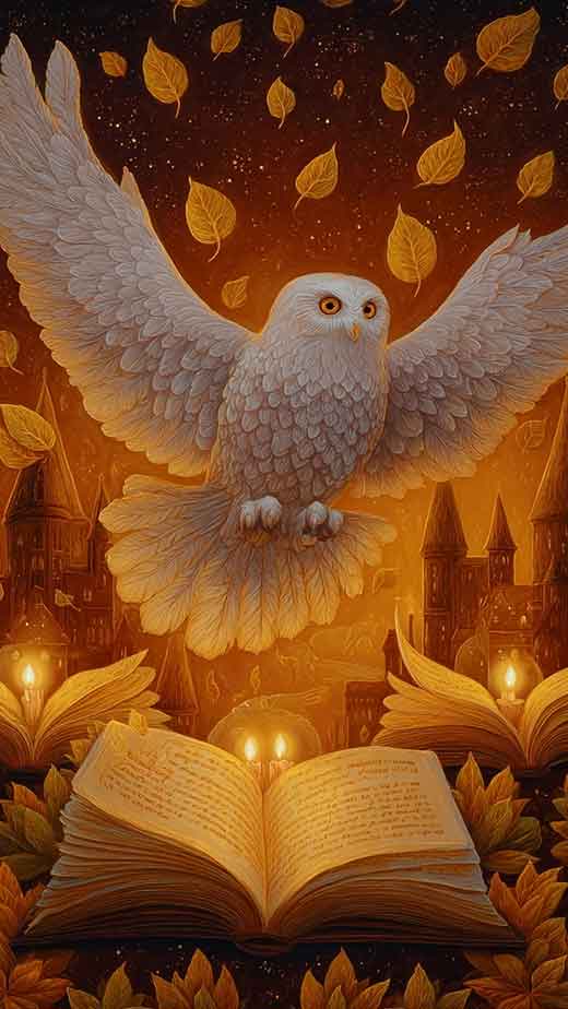 Edwig Harry Potter and Hogwarts orange fall wallpaper for iphone
