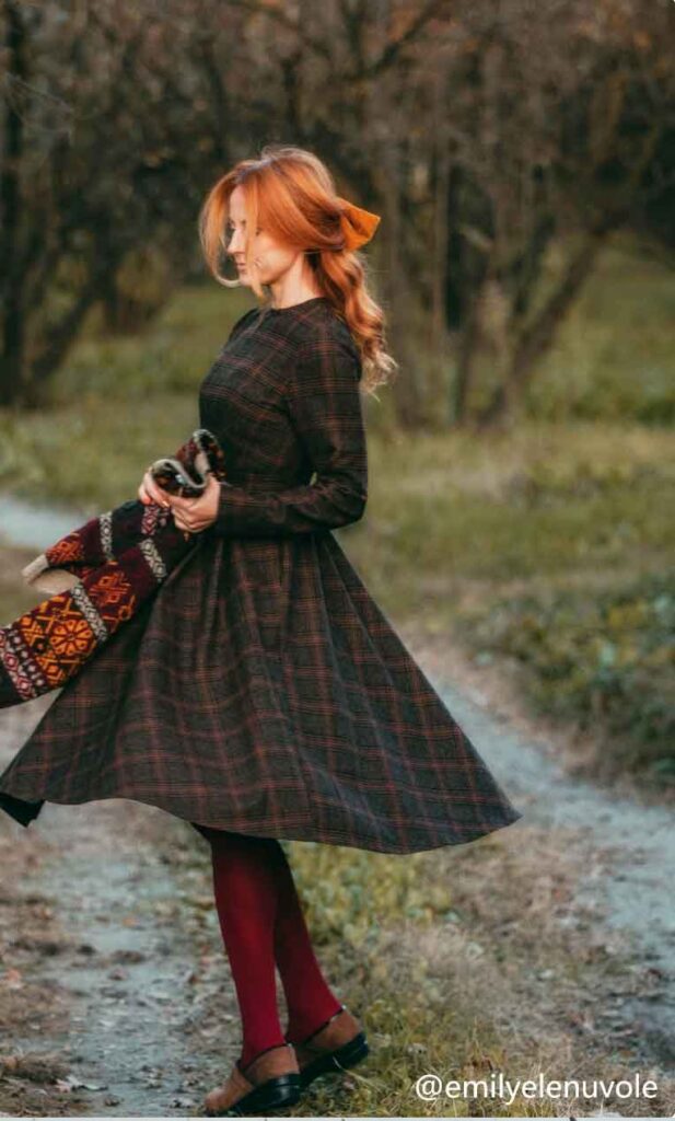 plaid wool dress fall cottagecore outfit