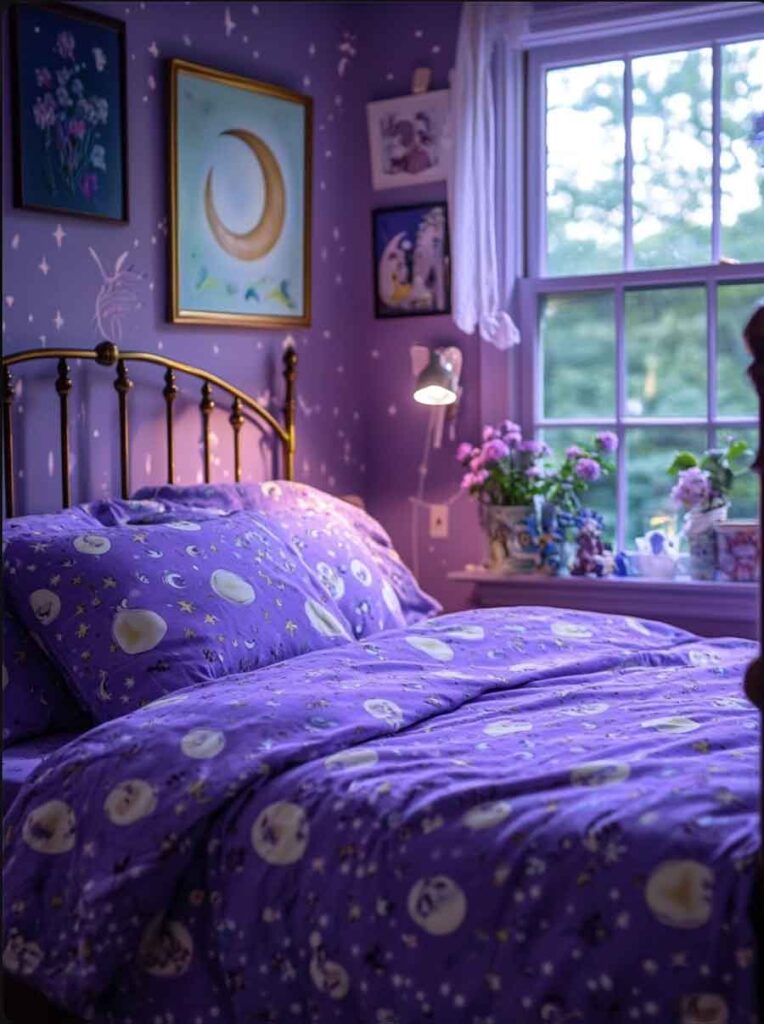 purple celestial witch aesthetic bedroom