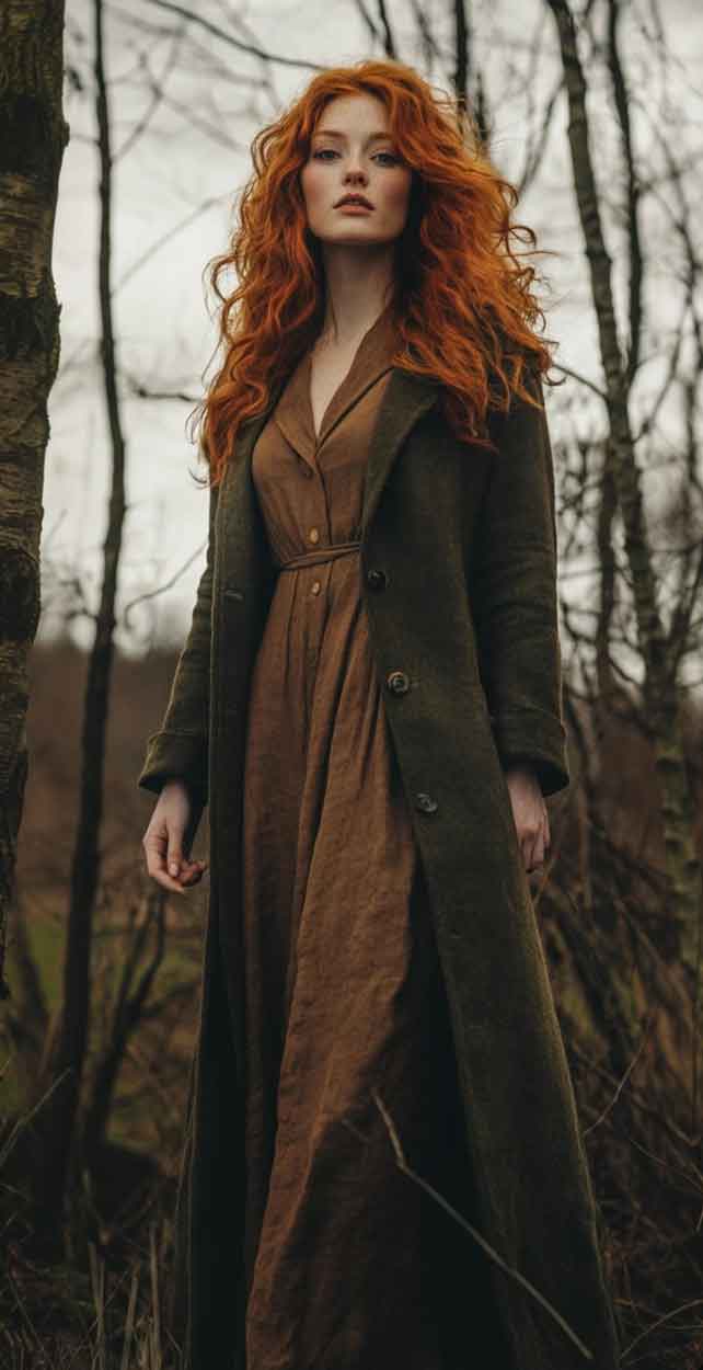 brown dress fall outfit cottagecore aesthetic. outlander briana fashion aesthetic