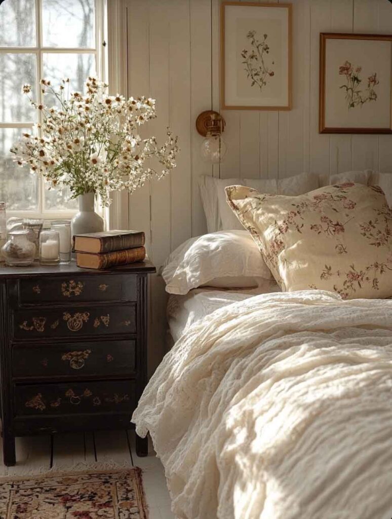 practical magic inspired  aesthetic witchy vintage bedroom decor. sally owens