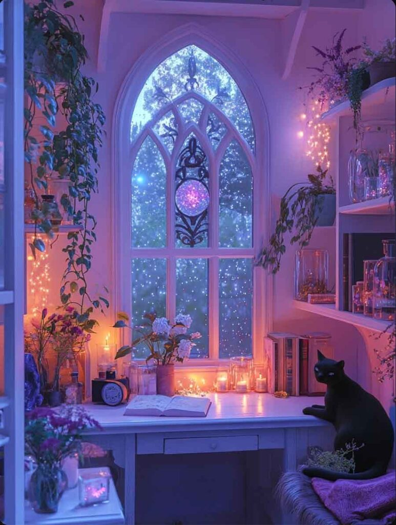 witchy bedroom aesthetic desk cozy